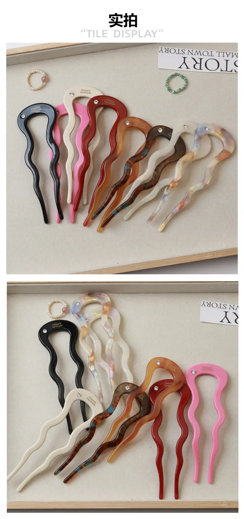 Orange Gradient Wave Hairpin with Diamond Accents — feature 13
