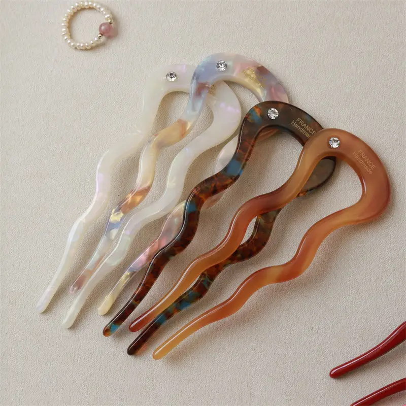 Orange Gradient Wave Hairpin with Diamond Accents — feature 16