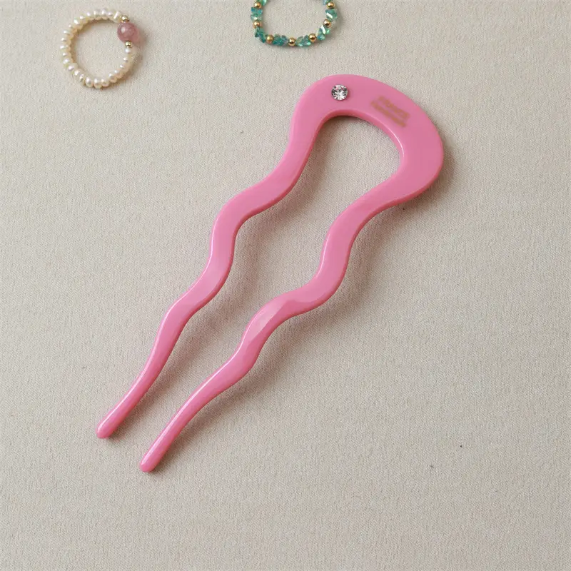 Orange Gradient Wave Hairpin with Diamond Accents - Image 3