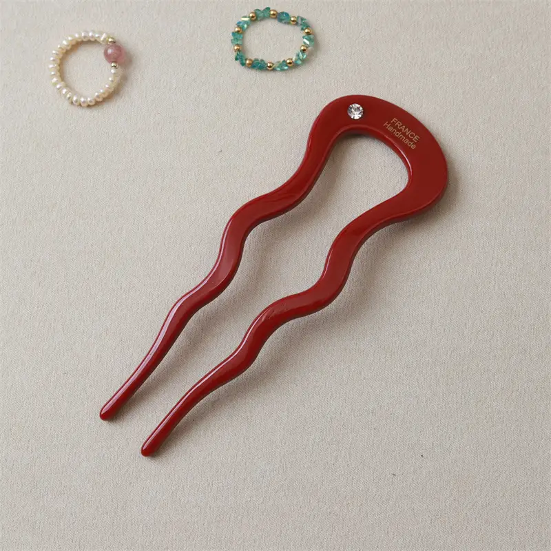 Orange Gradient Wave Hairpin with Diamond Accents - Image 4