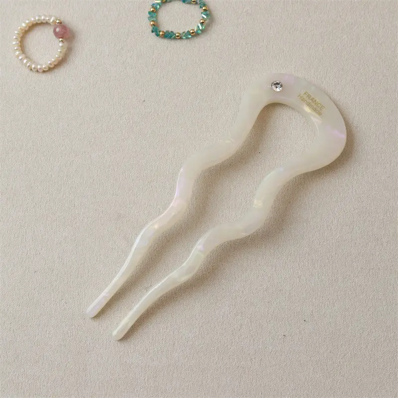 Orange Gradient Wave Hairpin with Diamond Accents - Image 5