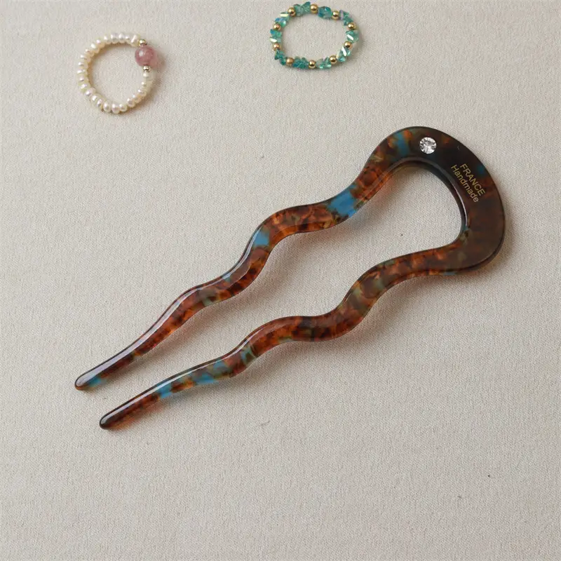 Orange Gradient Wave Hairpin with Diamond Accents - Image 7