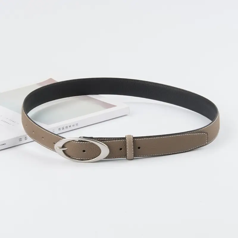 Women's Genuine Leather Belt Red Black Top Litchi Pattern - Image 8