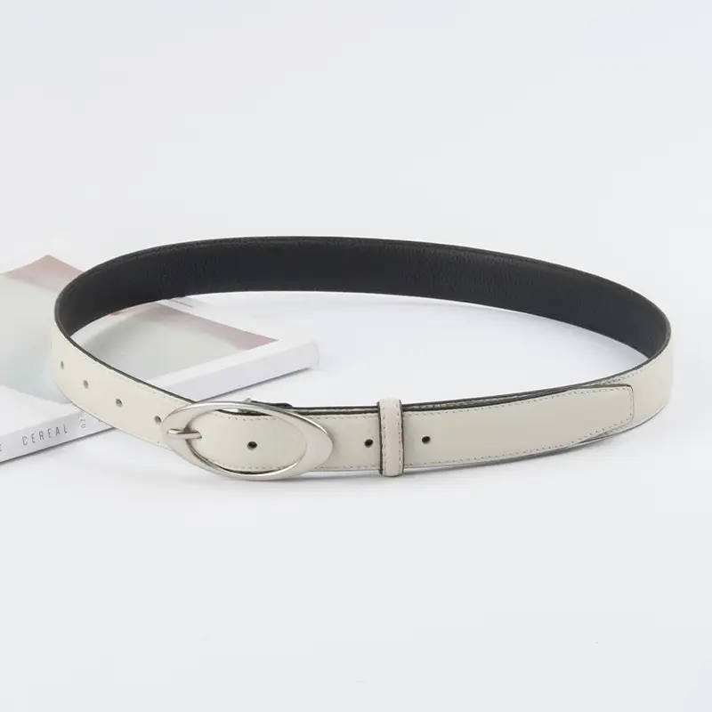 Women's Genuine Leather Belt Red Black Top Litchi Pattern - Image 10
