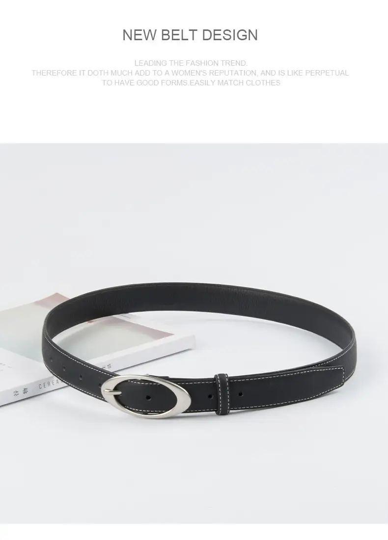 Women's Genuine Leather Belt Red Black Top Litchi Pattern — feature 12