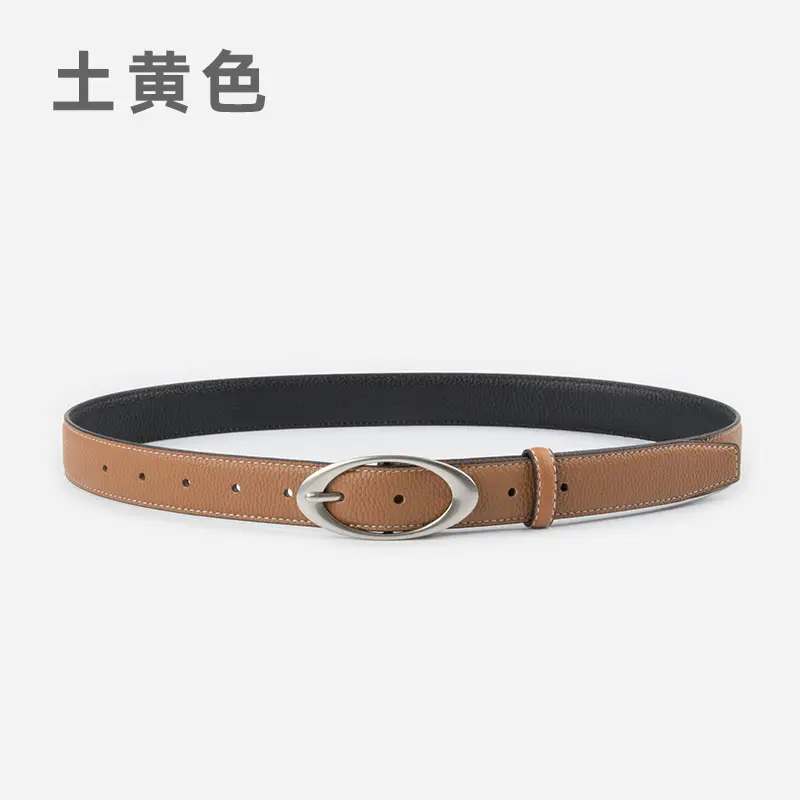 Women's Genuine Leather Belt Red Black Top Litchi Pattern - Image 2