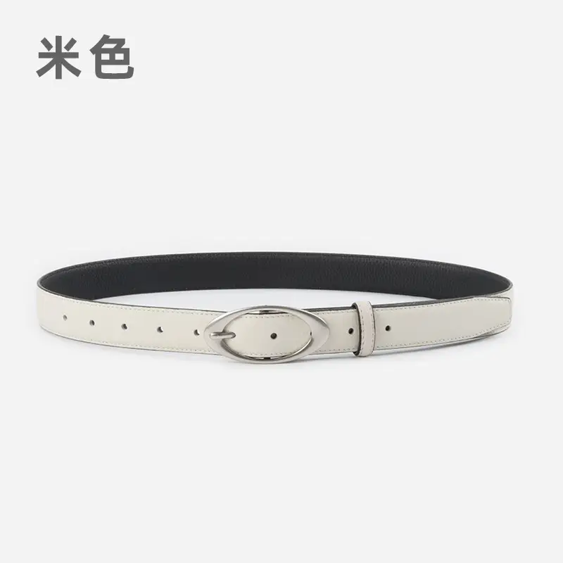 Women's Genuine Leather Belt Red Black Top Litchi Pattern - Image 4