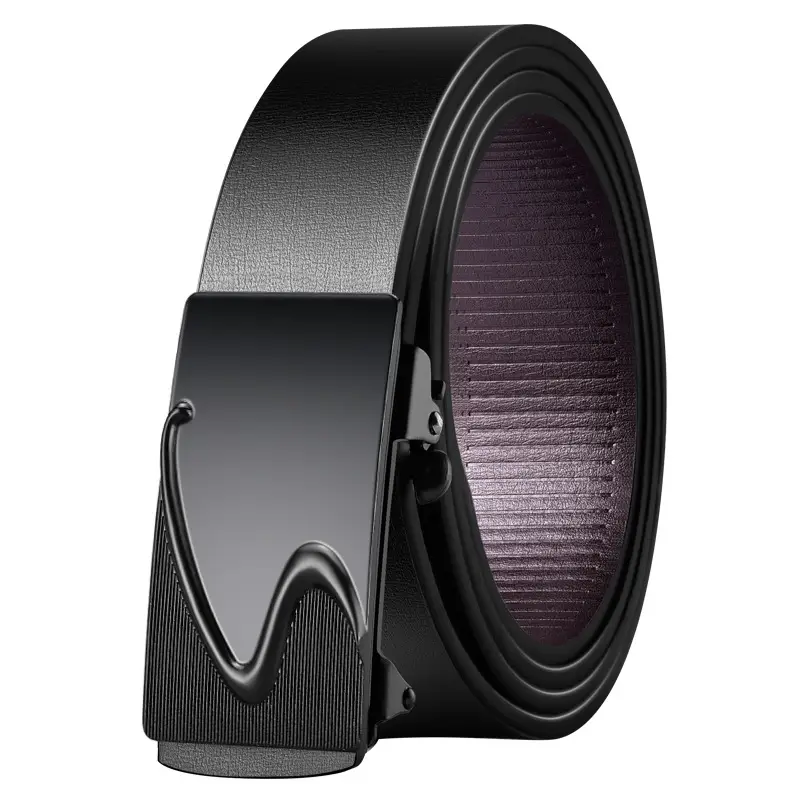 Men's Black Toothless Belt with M Badge