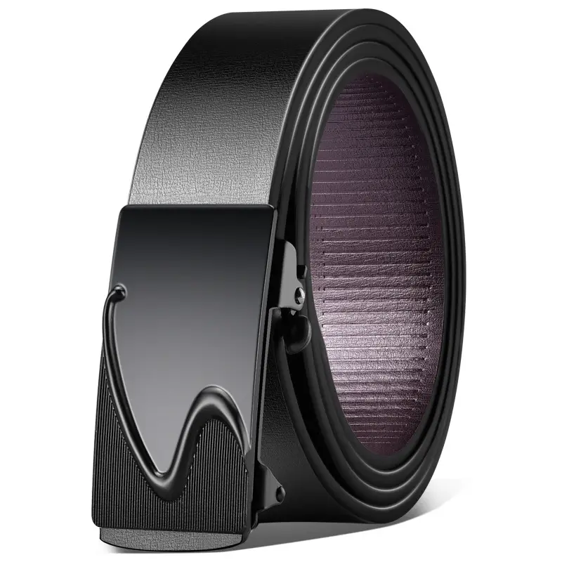 Men's Black Toothless Belt with M Badge