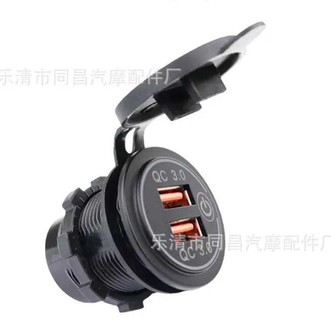 Dual USB Touch QC3.0 Car Charger Red Blue Green - Image 2