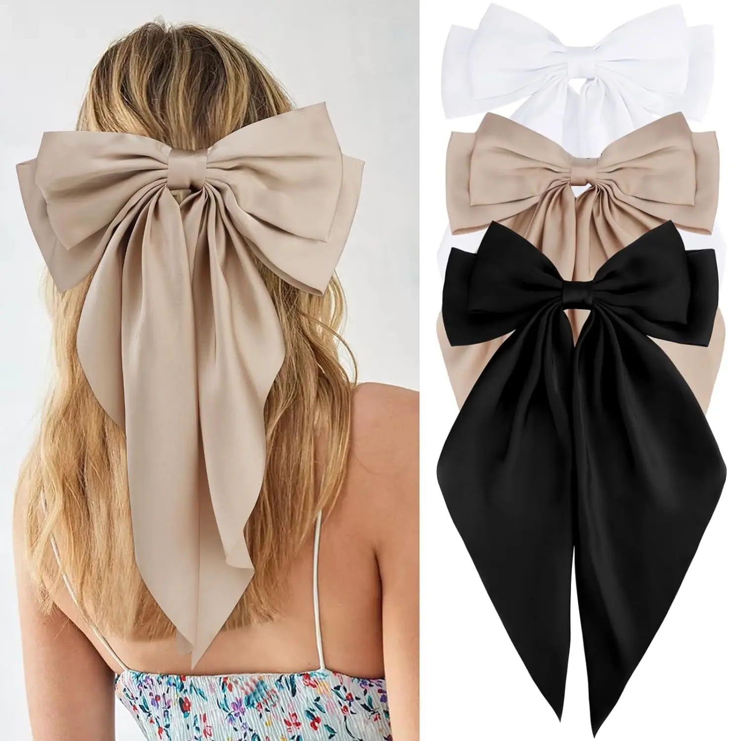 Black Retro Bow Hairpin for Back of Head Clip