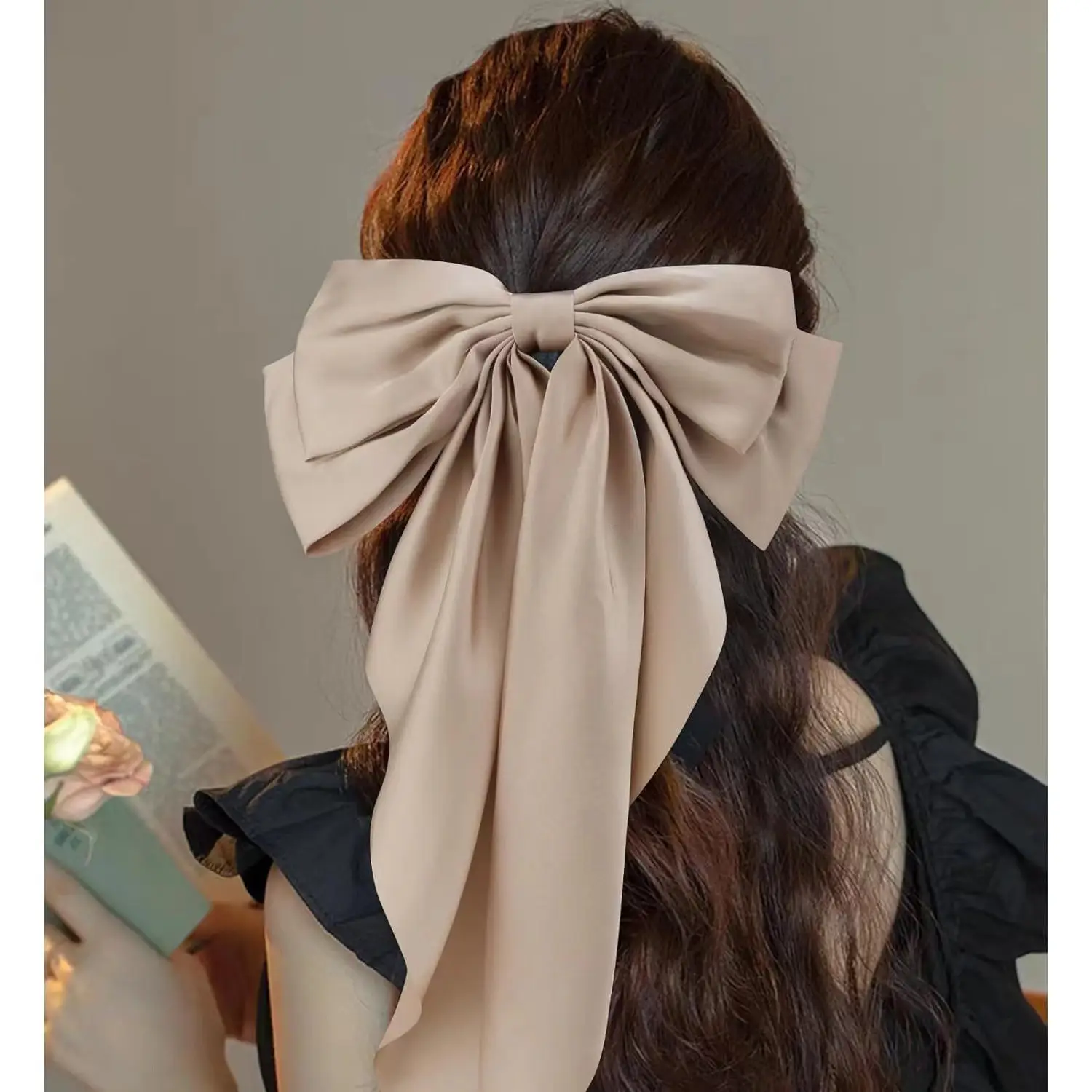Black Retro Bow Hairpin for Back of Head Clip
