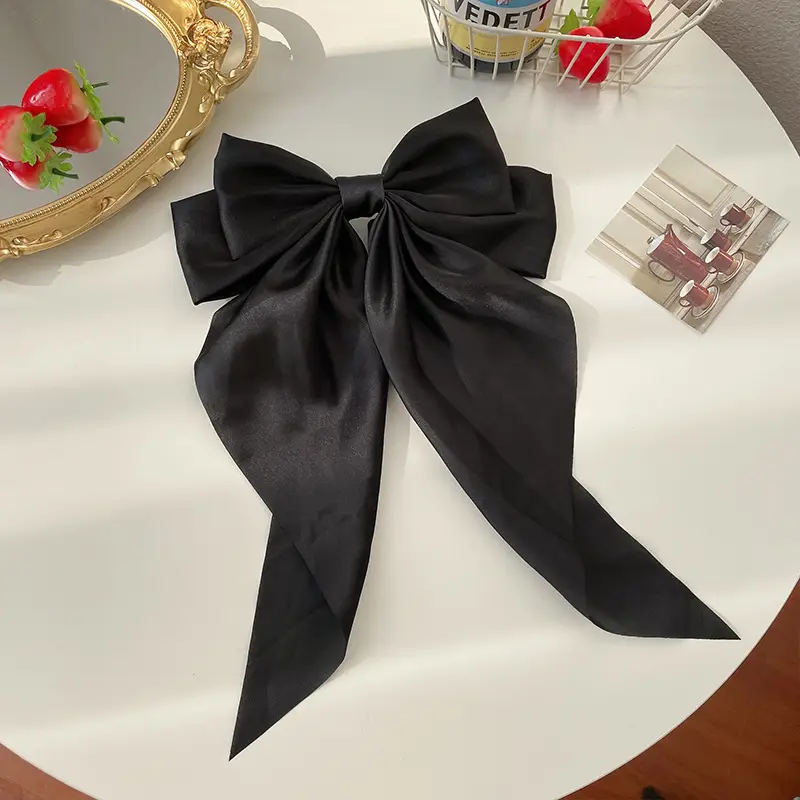 Black Retro Bow Hairpin for Back of Head Clip