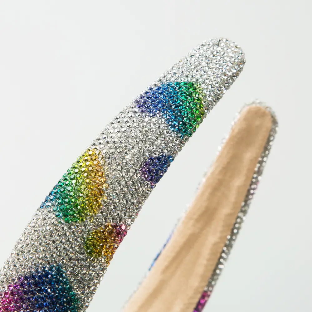 Diamond Love Shape Hair Hoop with Gold & Silver Stripes - Image 14