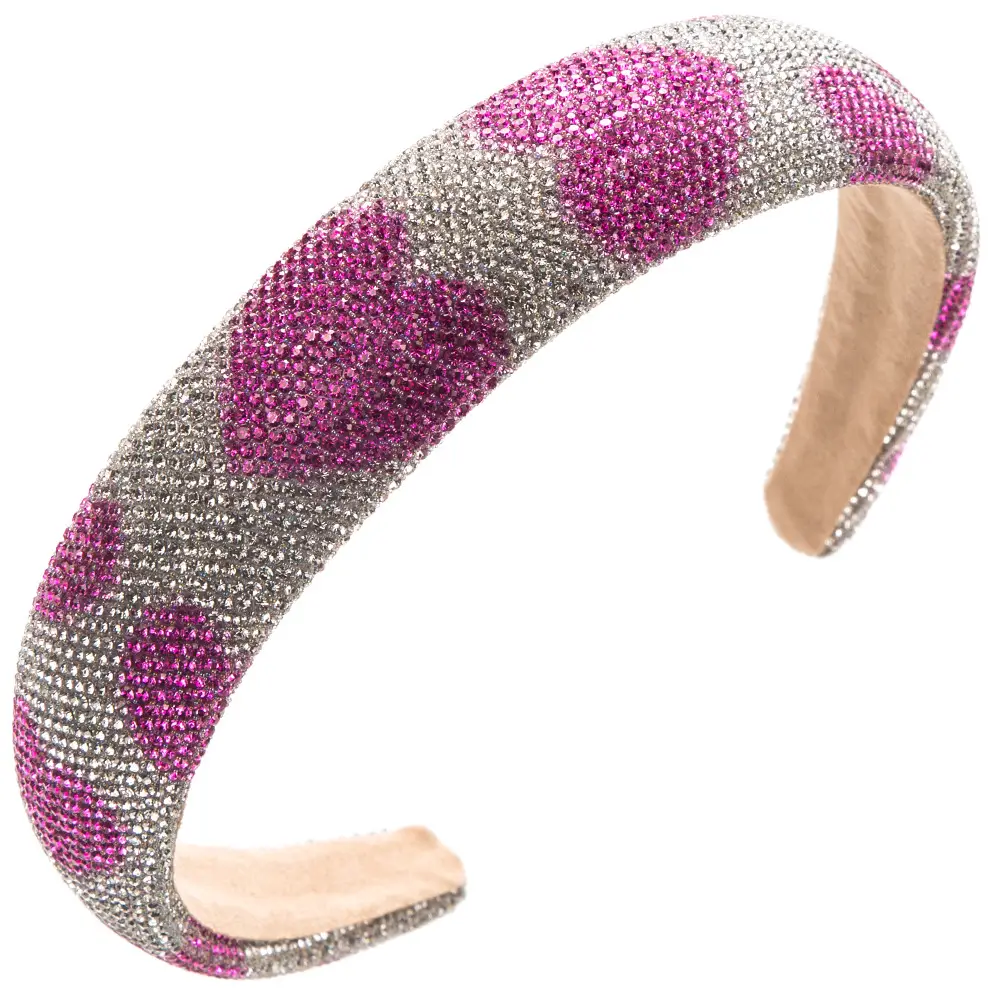 Diamond Love Shape Hair Hoop with Gold & Silver Stripes - Image 2