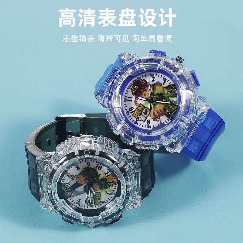 BEN10 Cartoon Quartz Watch for Boys Red Crystal Band