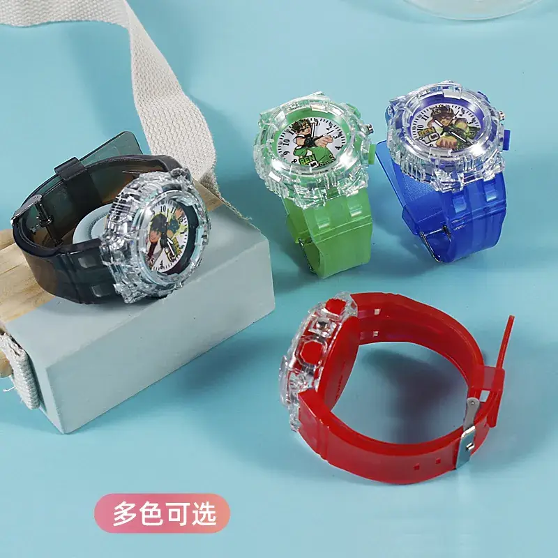 BEN10 Cartoon Quartz Watch for Boys Red Crystal Band