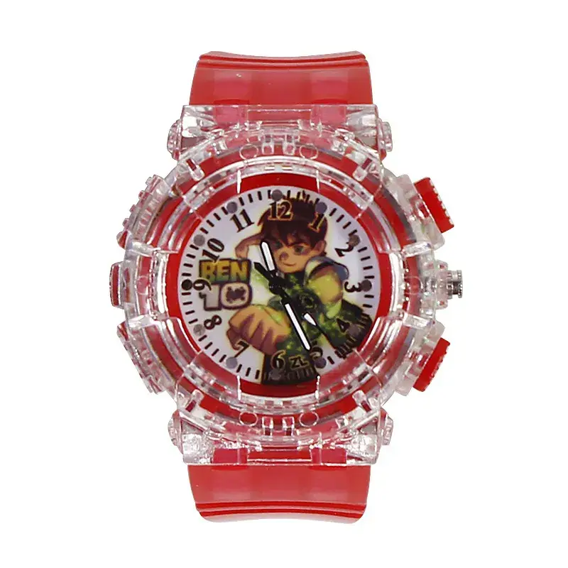 BEN10 Cartoon Quartz Watch for Boys Red Crystal Band