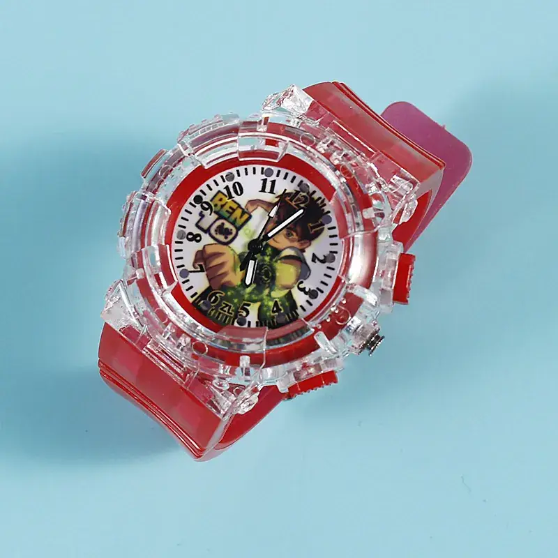 BEN10 Cartoon Quartz Watch for Boys Red Crystal Band