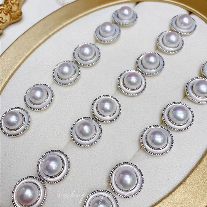 Natural Pearl Earrings 9-10MM Retro Socialite Style - Image 7