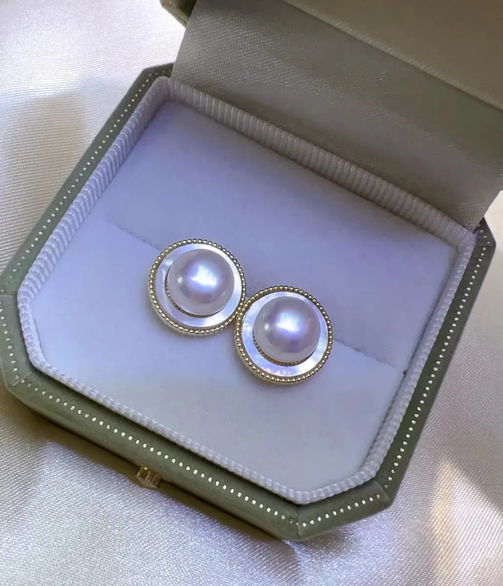 Natural Pearl Earrings 9-10MM Retro Socialite Style — feature 2