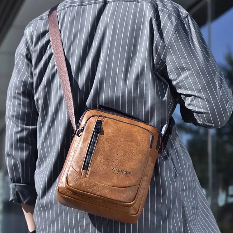 Men's Retro Brown Crossbody Bag with Water Proof Strap - Image 5