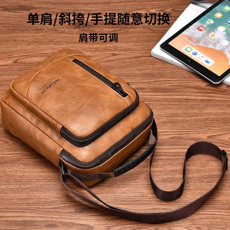 Men's Retro Brown Crossbody Bag with Water Proof Strap - Image 6
