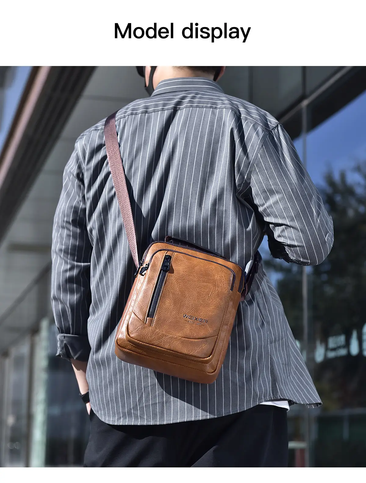 Men's Retro Brown Crossbody Bag with Water Proof Strap — feature 14