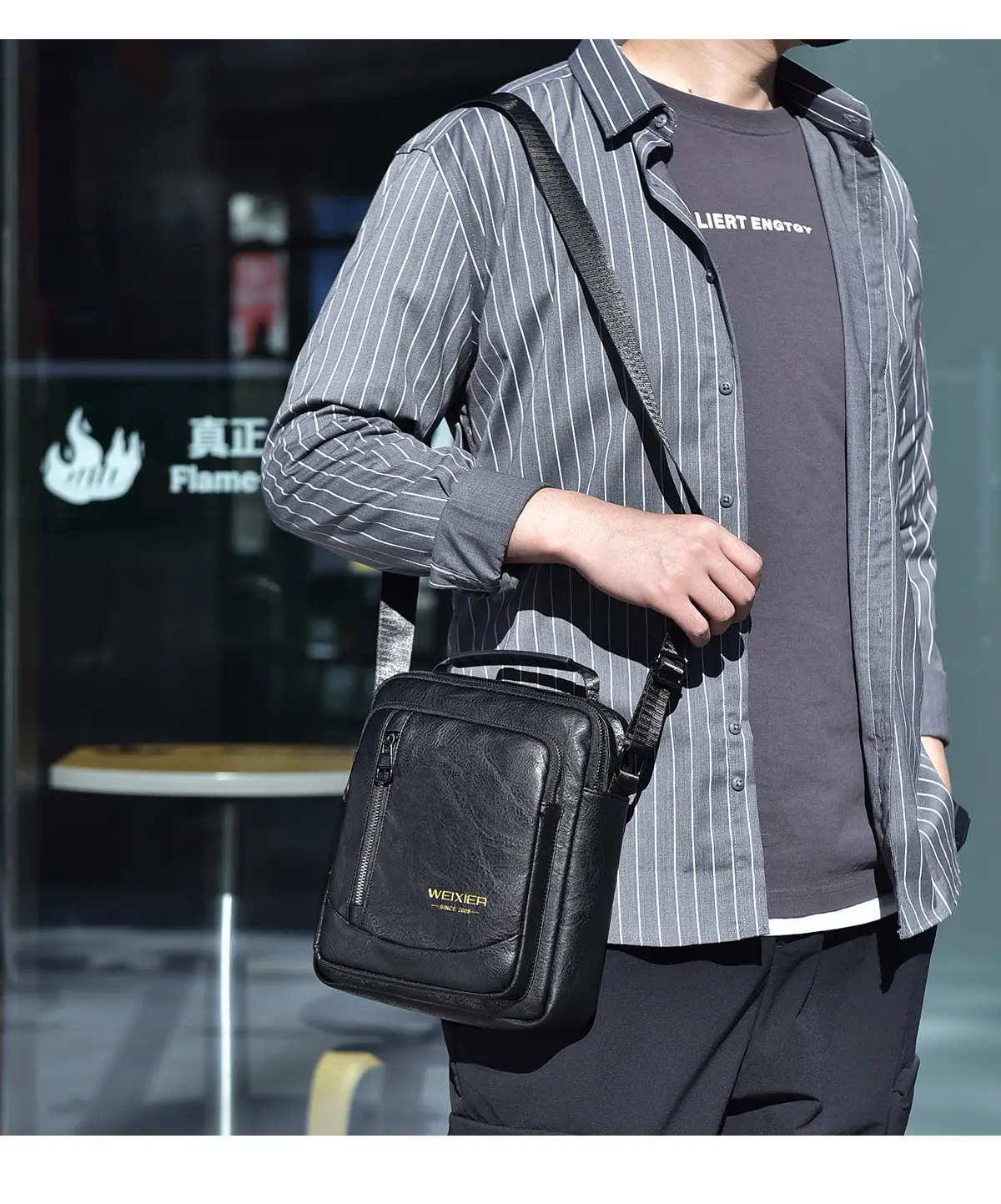 Men's Retro Brown Crossbody Bag with Water Proof Strap — feature 20