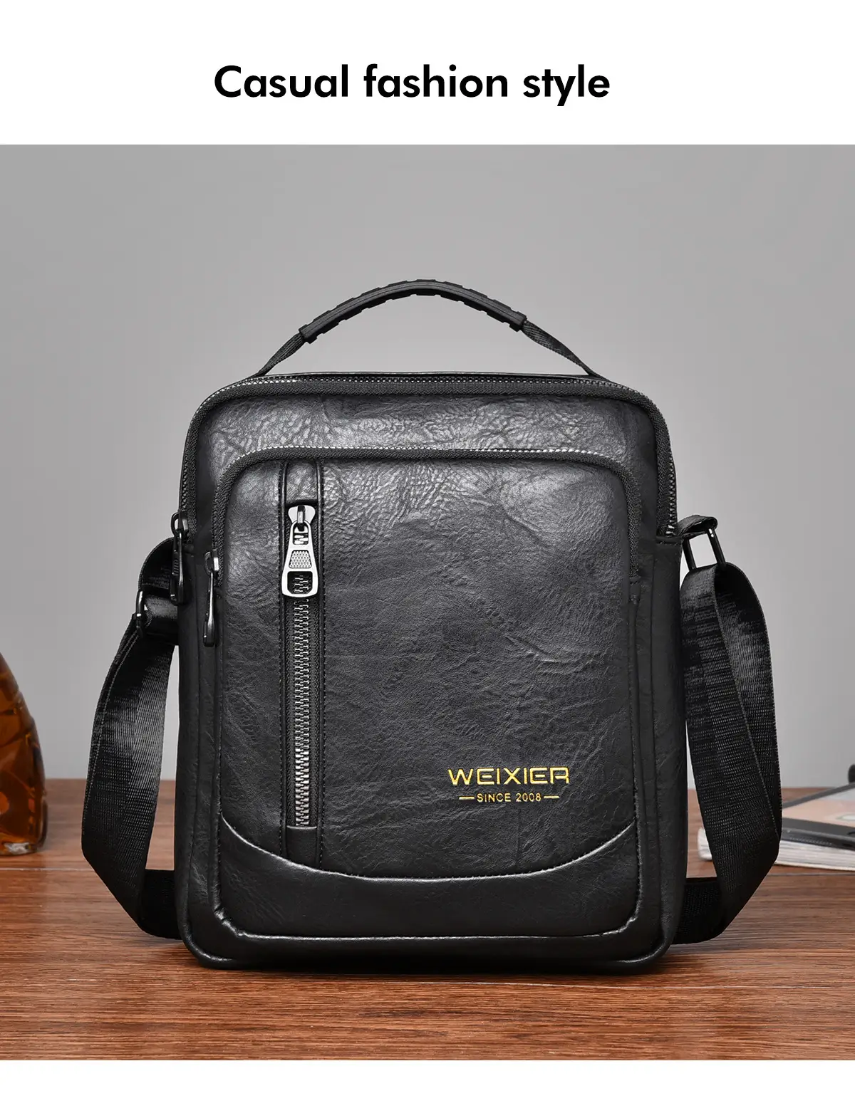 Men's Retro Brown Crossbody Bag with Water Proof Strap — feature 22