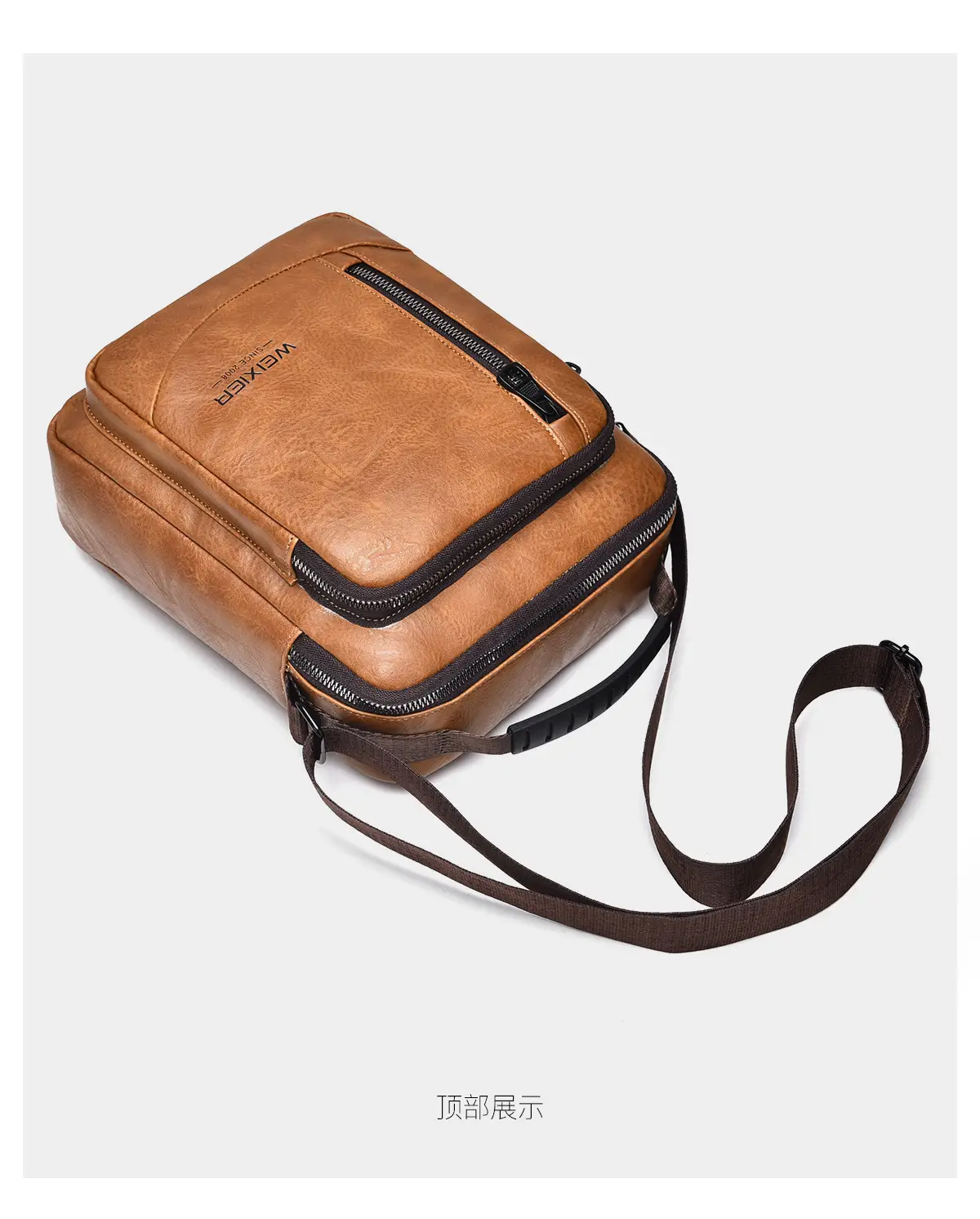 Men's Retro Brown Crossbody Bag with Water Proof Strap — feature 31