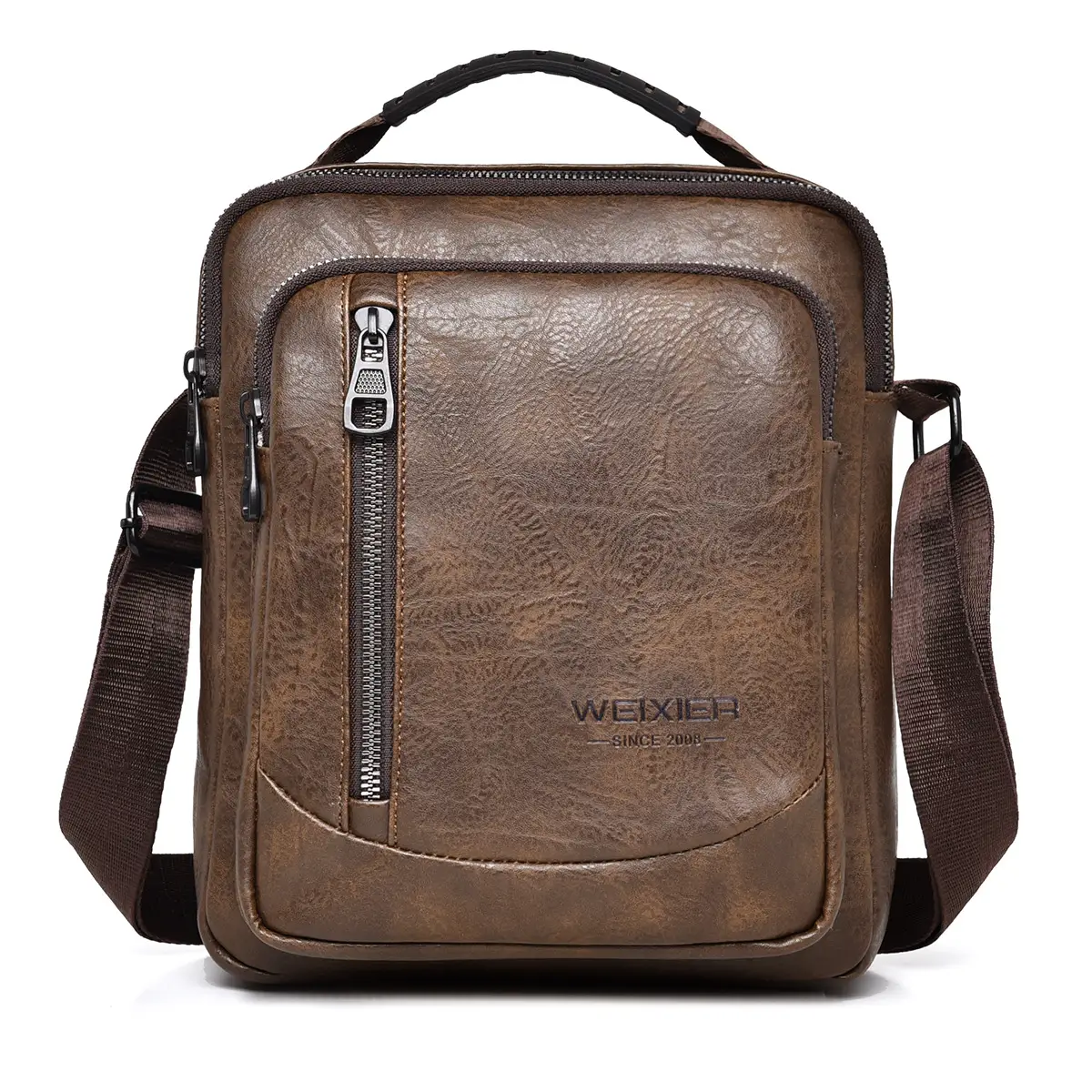 Men's Retro Brown Crossbody Bag with Water Proof Strap - Image 2