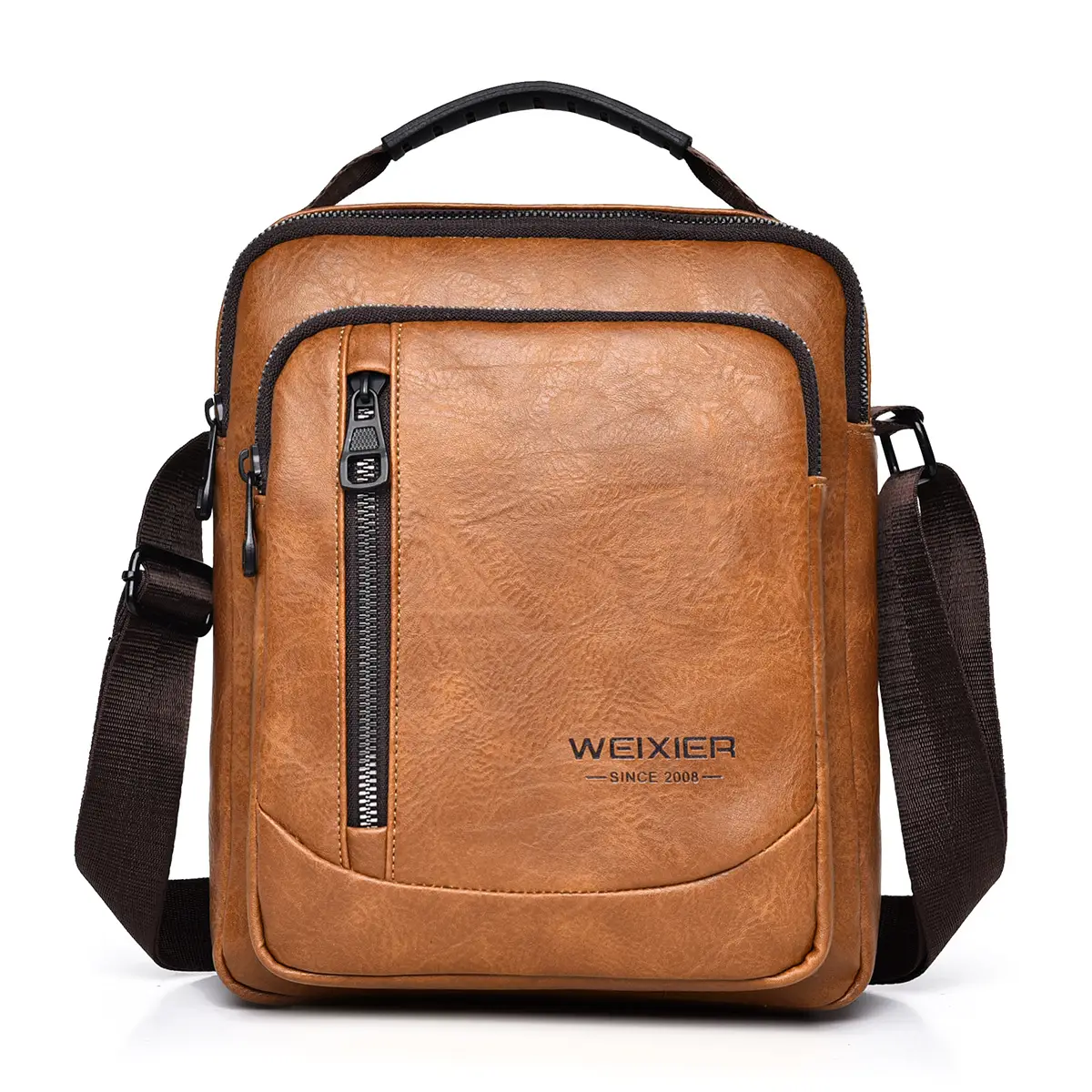 Men's Retro Brown Crossbody Bag with Water Proof Strap - Image 3