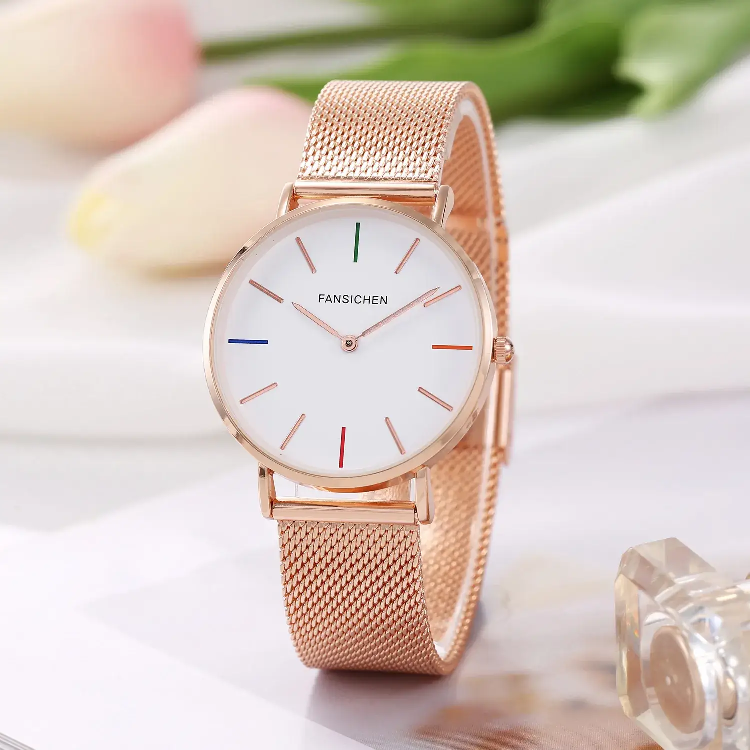 Women's Ultra-Thin Quartz Watch with Rose Gold Dial - Image 2