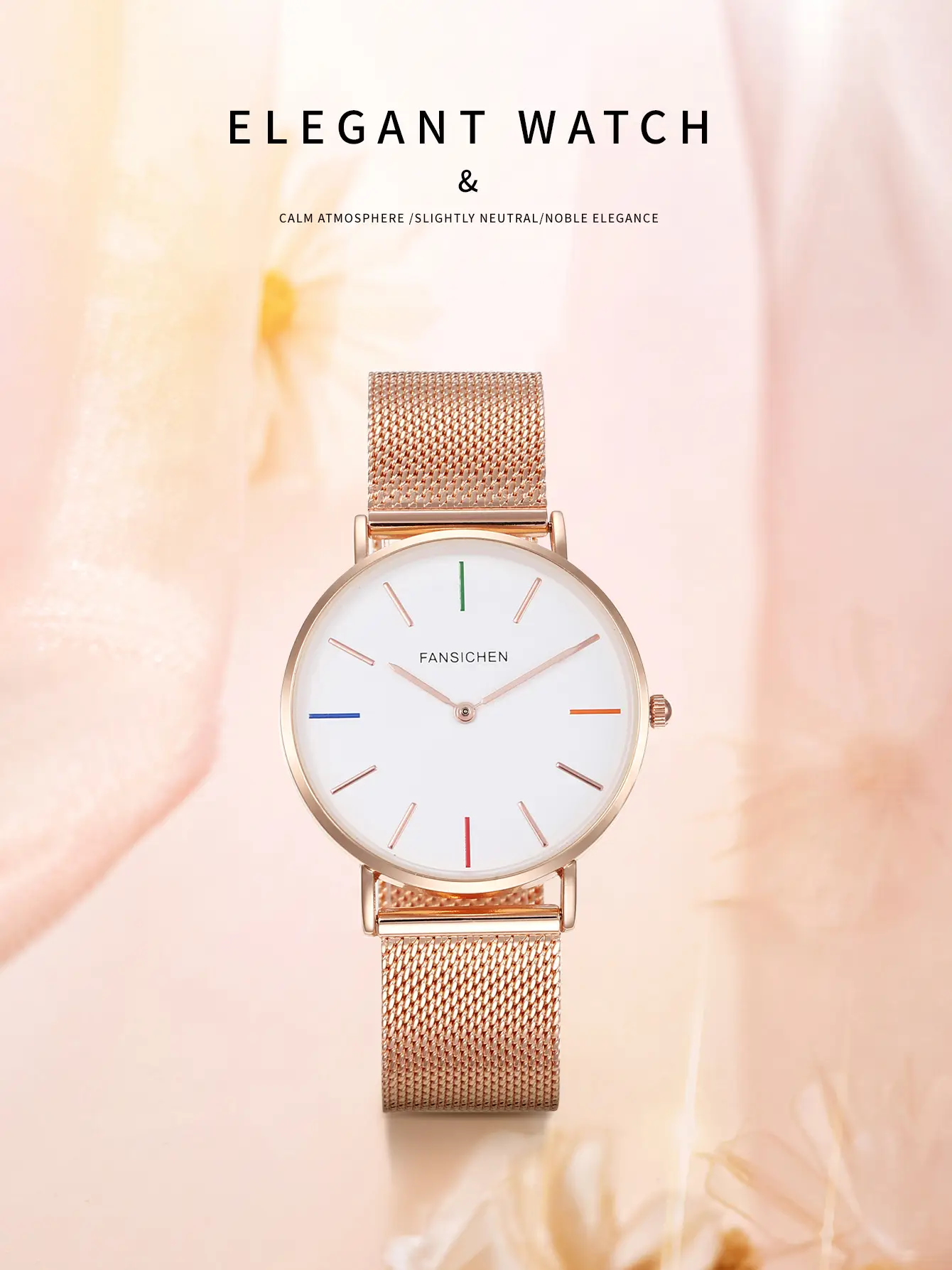 Women's Ultra-Thin Quartz Watch with Rose Gold Dial — feature 1