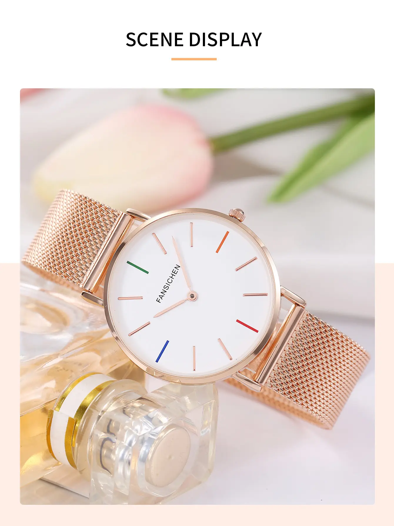 Women's Ultra-Thin Quartz Watch with Rose Gold Dial — feature 2