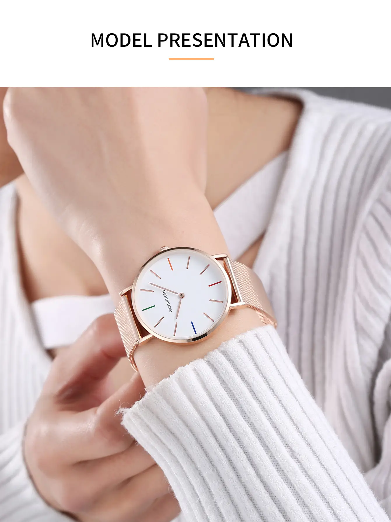 Women's Ultra-Thin Quartz Watch with Rose Gold Dial — feature 4