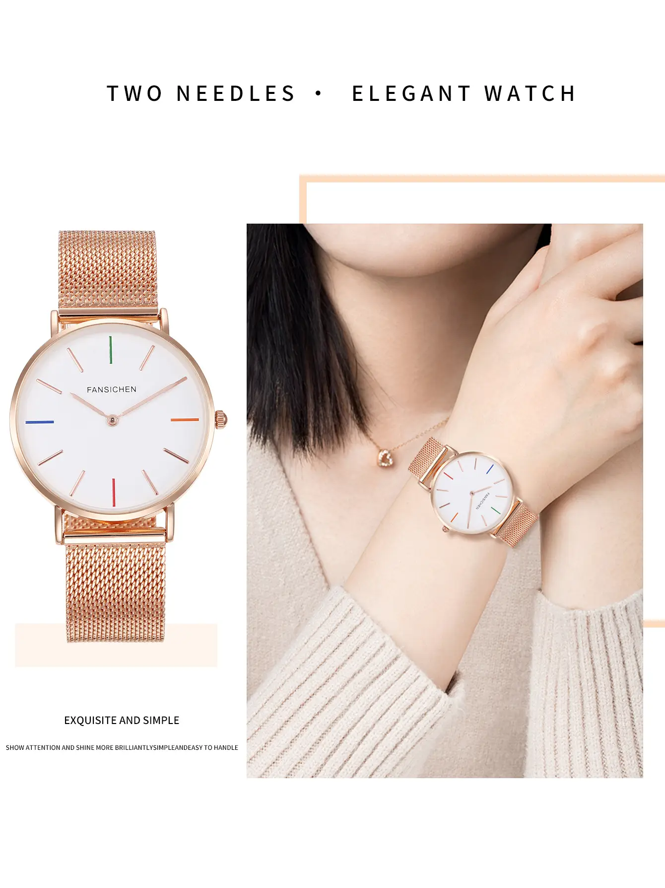 Women's Ultra-Thin Quartz Watch with Rose Gold Dial — feature 5