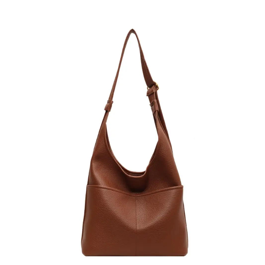 Black Leather Shoulder Bag for Women Large Capacity