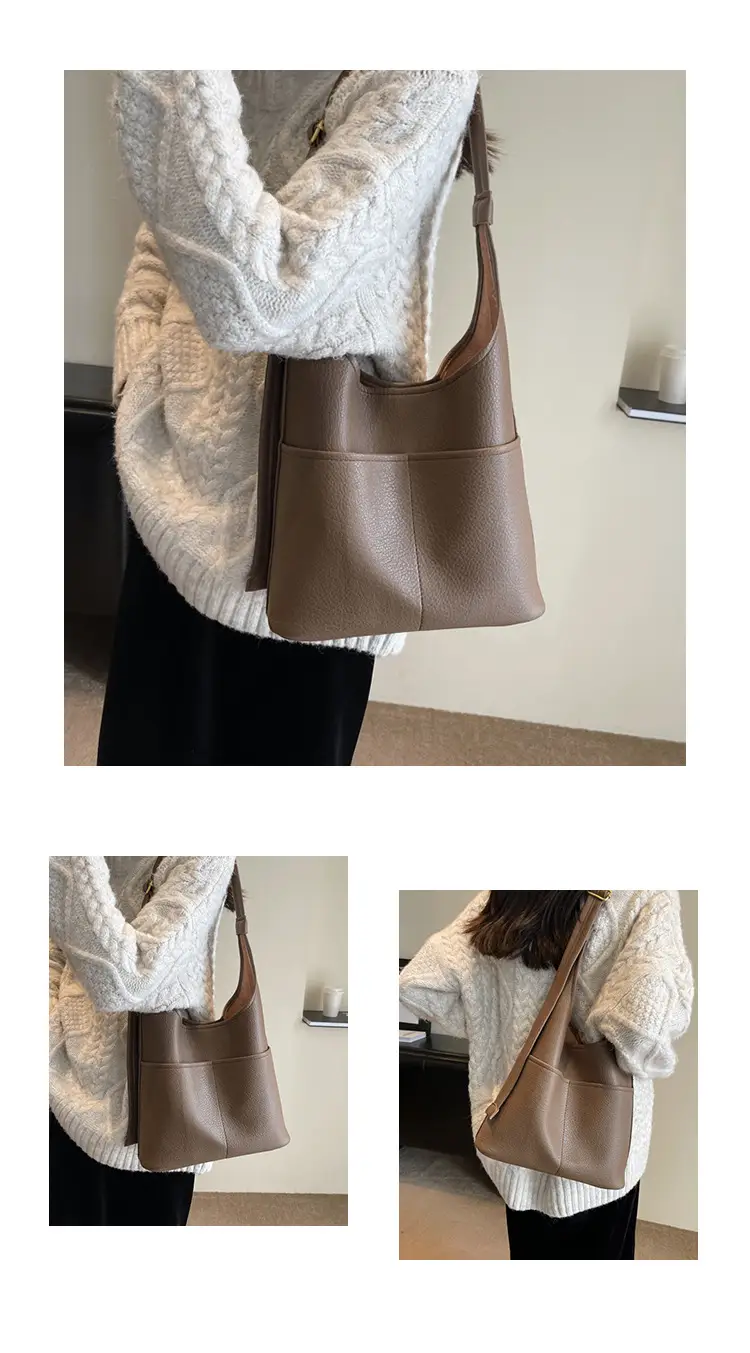 Black Leather Shoulder Bag for Women Large Capacity — feature 11
