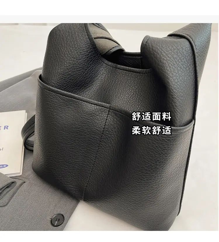 Black Leather Shoulder Bag for Women Large Capacity — feature 4