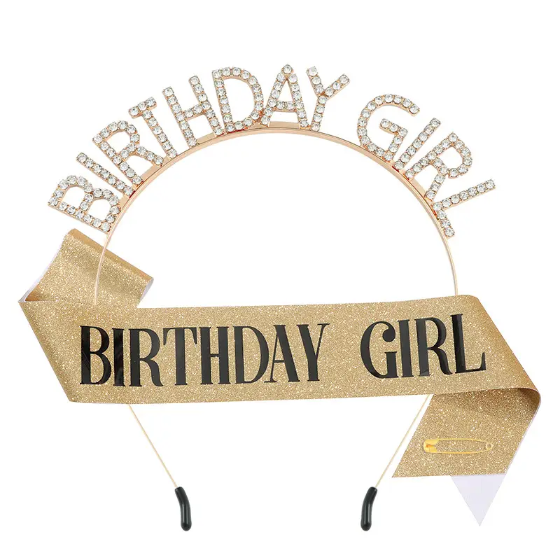 Birthday Girl Rhinestone Headband with Purple Ribbon - Image 13