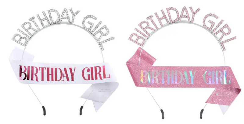 Birthday Girl Rhinestone Headband with Purple Ribbon — feature 12