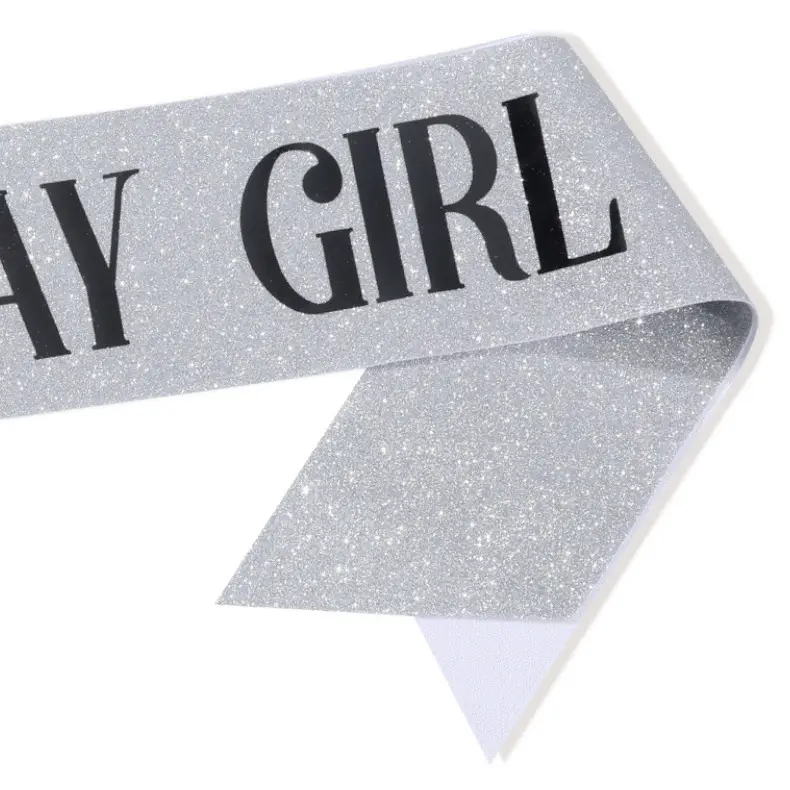 Birthday Girl Rhinestone Headband with Purple Ribbon — feature 4