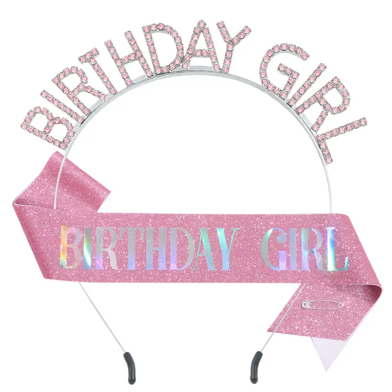 Birthday Girl Rhinestone Headband with Purple Ribbon - Image 10