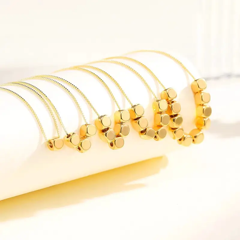 999 Pure Gold Sugar Cube Necklace for Women - Image 6