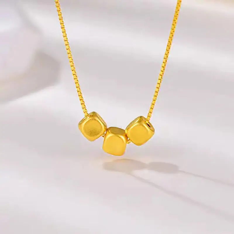 999 Pure Gold Sugar Cube Necklace for Women - Image 7