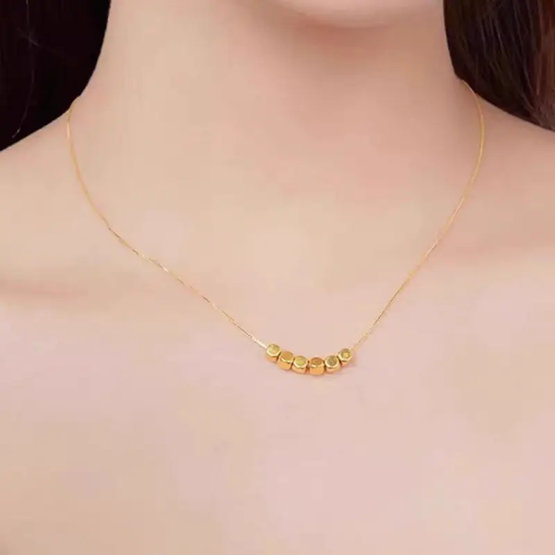 999 Pure Gold Sugar Cube Necklace for Women - Image 8