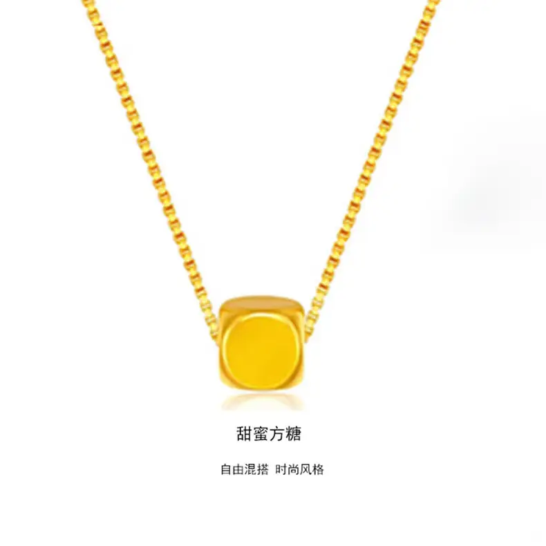 999 Pure Gold Sugar Cube Necklace for Women - Image 9