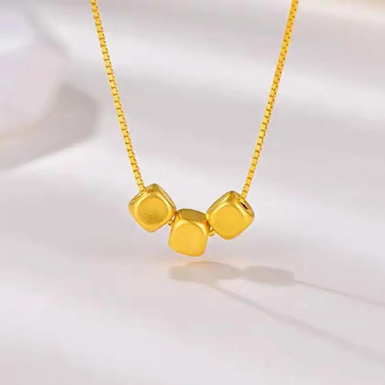 999 Pure Gold Sugar Cube Necklace for Women — feature 13